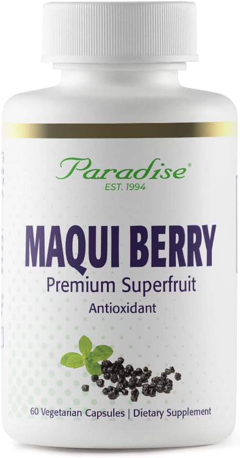 Paradise urter, Organic Maqui Berry Extract, 400 mg, Frisk, Frysetørret koncentrat til Superior Potency, Non- GMO, Vegan, 60 kapsler