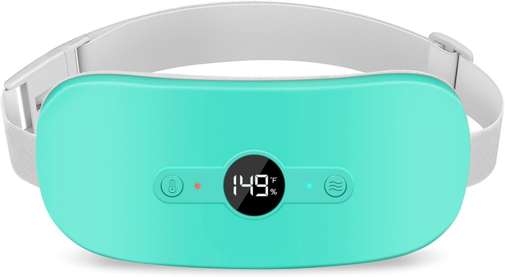 NOWWISH opvarmning Pad for Periode Cramp Pain Relief, Portable Electric Cordless Menstruel opvarmning Pad Genopladelig med 6 Varmeniveauer og 6 Massage Modes, Julegaver til kvinder Teen Girls, Grøn