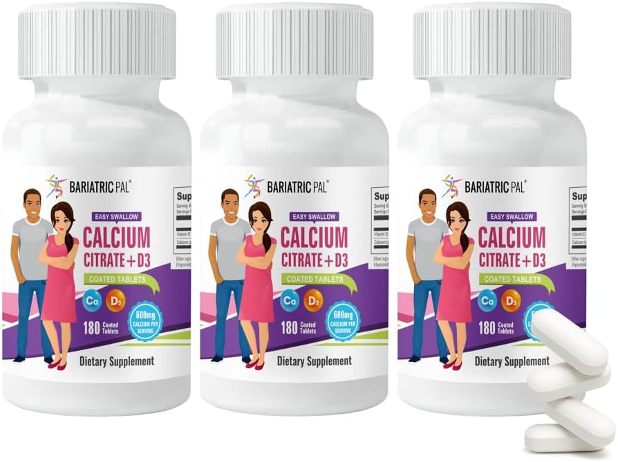 BariatricPal Easy Swallow Calciumcitrat (600 mg) og D3 overtrukne tabletter (90- dages forsyning)
