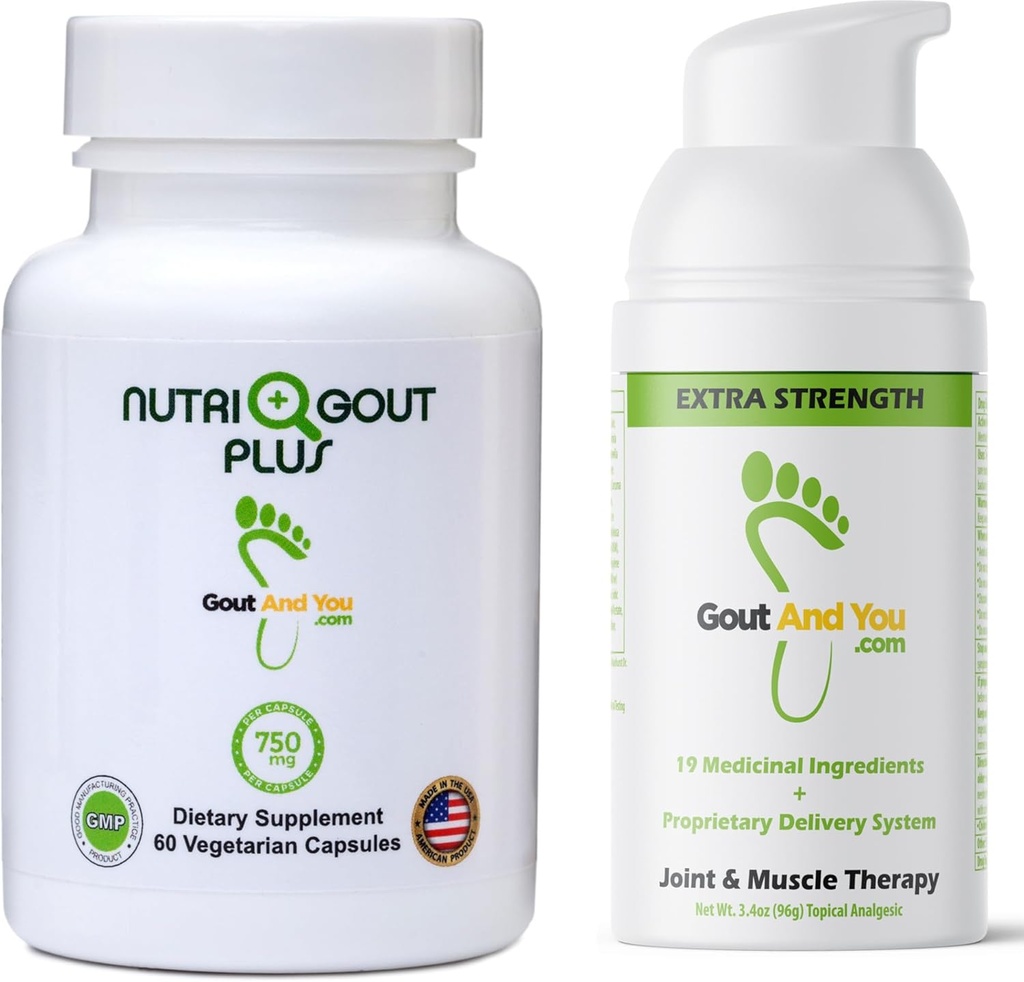 NutriGout Plus Urisyre supplement og ekstra styrke fælles discomfort Relief Topical Cream