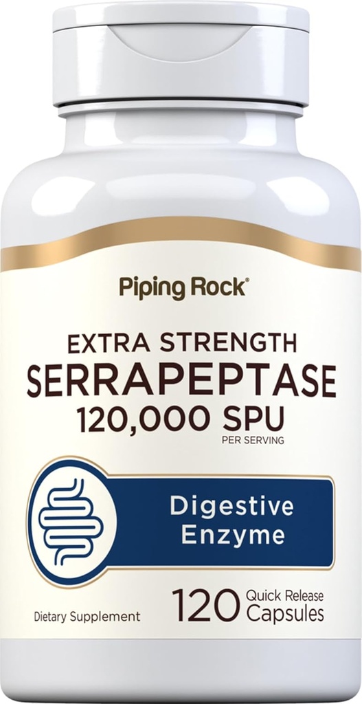 Piping Rock Serrapeptase 120000 SPU Note 124; 120 Kapsler