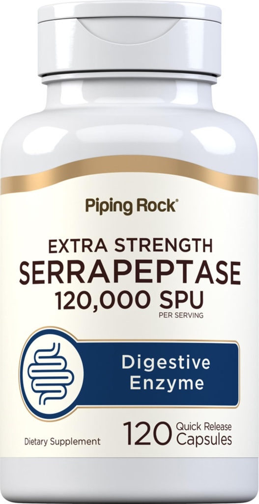 Piping Rock Serrapeptase 120000 SPU Note 124; 120 Kapsler