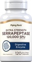 Piping Rock Serrapeptase 120000 SPU Note 124; 120 Kapsler