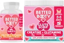 Vred kosttilskud Bedre Booty kvinders Creatin Combo: BBL tabletter (90ct) w. Creatin, Glutamin, BCAA 's, Collagen + Glute Scoop Creatin & Glutamin Unflavored Drink Mix