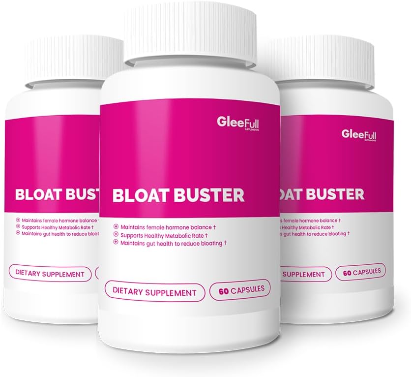 GleeFull Kosttilskud Bloat Buster - Bloating Relief for Women - Understøtter sund fordøjelse - fordøjelsesmæssige enzymer supplement (3 Pack)