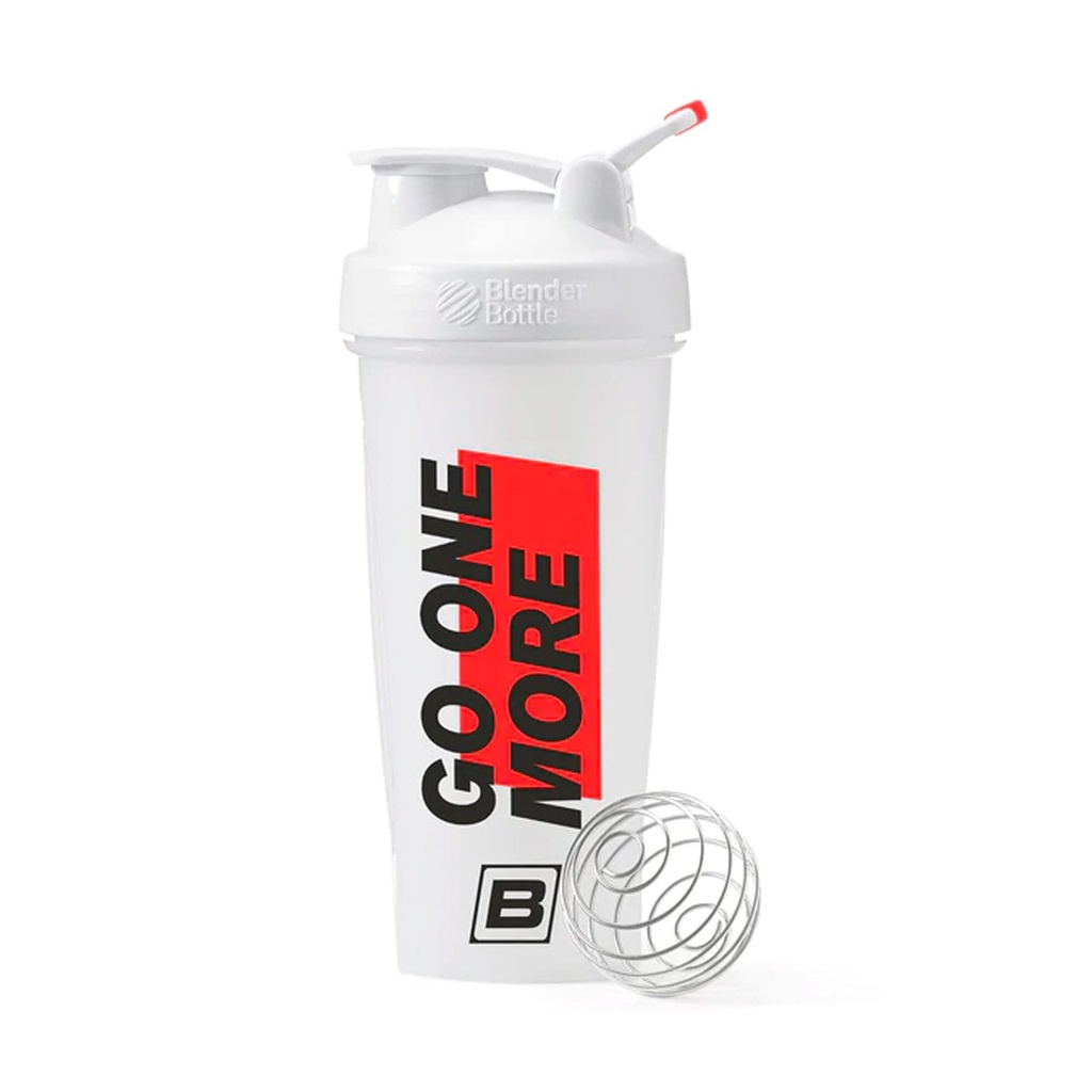 BARE YDEEVNE NETRITION Go One More BlenderBottle Shaker Flaske, 28 oz Shaker Flaske med Wire Whisk, White
