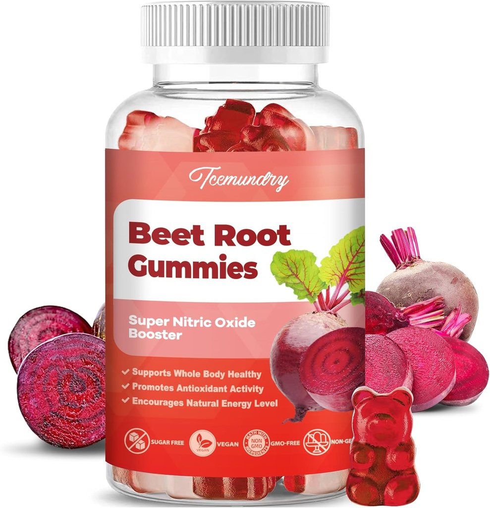 Sugar Free Beet Root Gummies - Understøtter energi & hele kroppen sundhed - 1500mg Beet Root Gummies for Women Men (60 Greve)