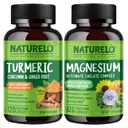 NATURELO Tumerisk Curcumin, Plant Based Joint Support, Magnesium Glycinat, 200 mg Magnesium - Gluten Free, Non GMO - 120 Kapsler