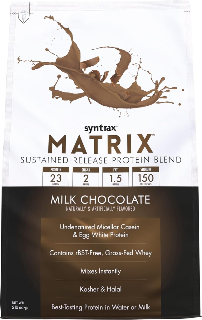Syntrax Nutrition Matrix - Vedvarende-Release Protein Blend, Milk Chocolate 2 lbs.