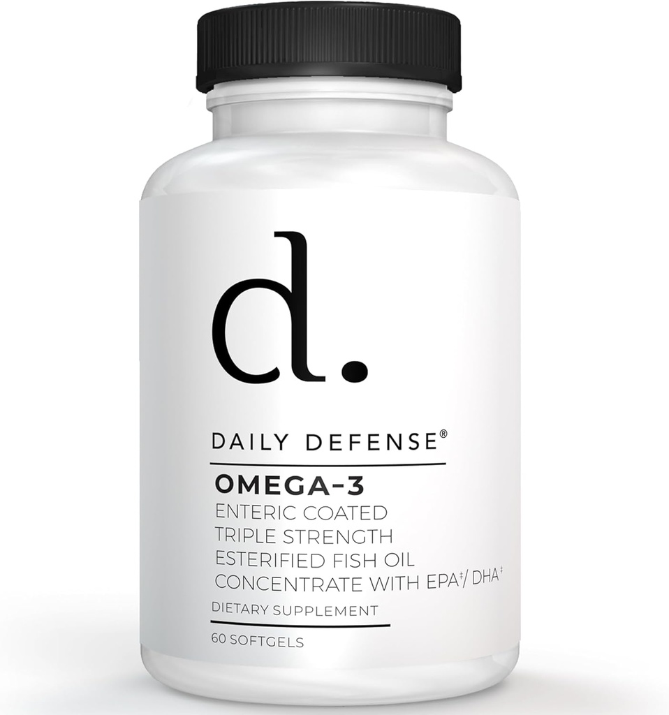 Omega 3 Fish Oil 1000mg Supplement - Omega 3 DHA EPA tillæg til mænd og kvinder for hud, negle, kognitiv, & Heart Support - 60 Enteric Coated Fish Oil Softgels, Lavet i USA