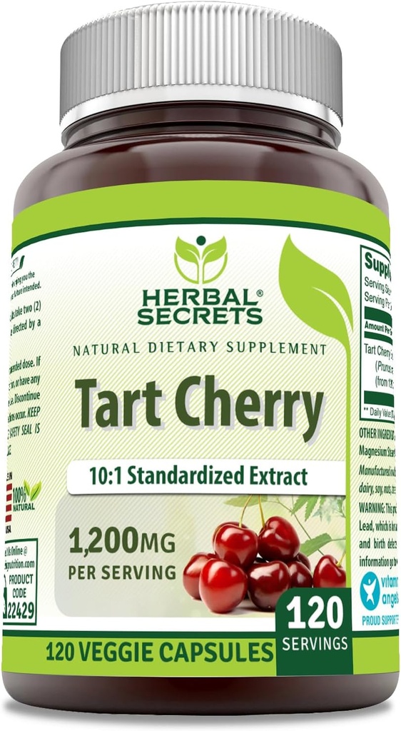 Herbal Secrets Tart Cherry 10: 1 Standardized Extract Supplement 124; 1200 Mg Per Serving