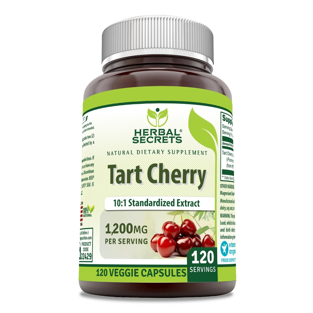 Herbal Secrets Tart Cherry 10: 1 Standardized Extract Supplement 124; 1200 Mg Per Serving