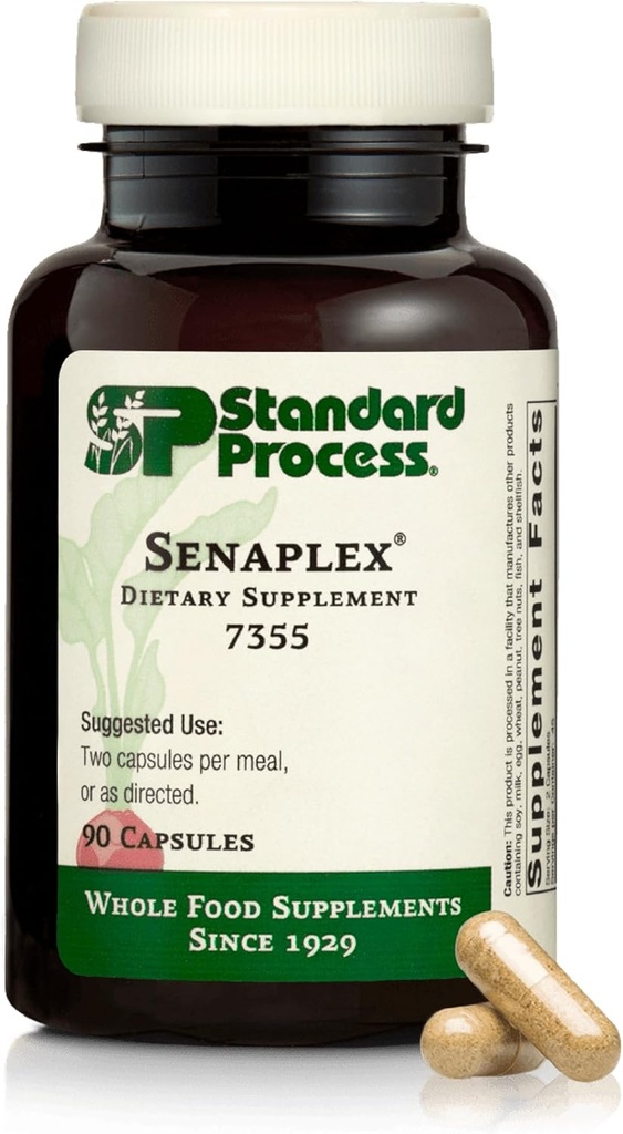 Standard Process Senaplex - Nervesystemet support med Niacin, vitamin B12 & B6 - Understøtter Brain Health & Cellular Health - Tilbud Antioxidant Aktivitet - Non- Dairy - 90 kapsler (45 Servere)