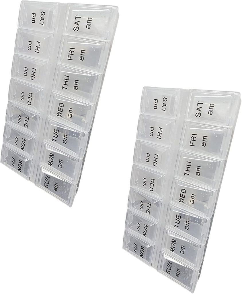 To gange om dagen Pill Organizer, Ugentlig dag og nat Pill Container, Dag og nat medicin eller Vitamin til morgen eller nat PM Separation (2)