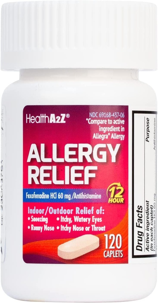 HealthA2Z ® Fexofenadin Hydroklorid 60mg 2 124; 12- Hour Antihistamin for Allergy Relief 124; Indoor & Outdoor Allergy Relief (120 Counts (pakning med 1))