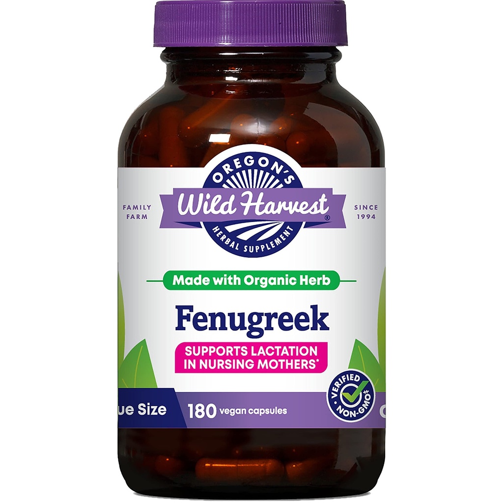 Oregon 's Wild Harvest Organic Non- GMO Fenugreek kapsler, Amning Support Urtetilskud til Optimal Breast Milk Production- 180 Greve