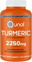 Qunol gurkemeje med sort peber, 2250mg gurkemeje ekstrakt med 95% curcuminoider, ekstra styrke gurkemeje supplement, forbedret absorption, fælles supporttillæg, 150 vegetariske kapsler