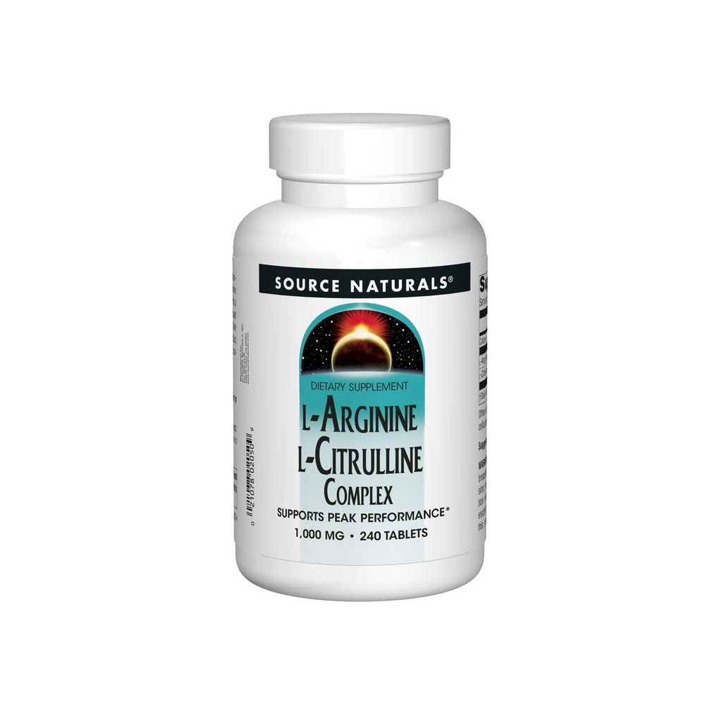 Source Naturals L- Arginin L- Citrullin Complex, Essential Aminosyre supplement, Understøtter Peak Performance * 1. 000 mg - 240 tabletter