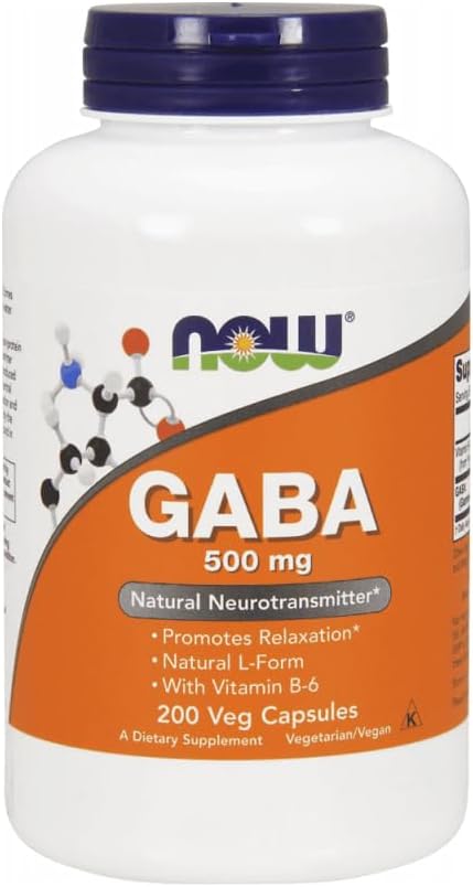 Now Foods - GABA med vitamin B6 500 mg. - 200 vegetariske kapsler