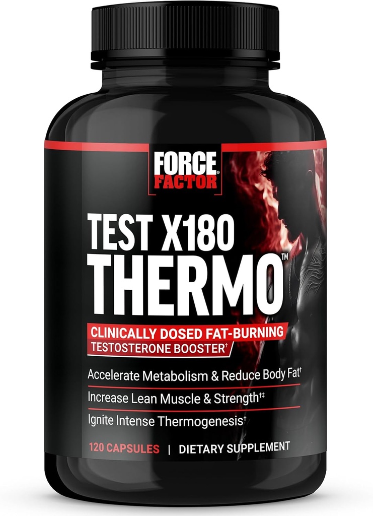 FORCE FACTOR Test X180 Thermo Testosteron supplement og fedt brænder for mænd til at accelerere Metabolisme, Reducere Body Fat, Build Lean Muscle, og øge termogenese, 120 kapsler