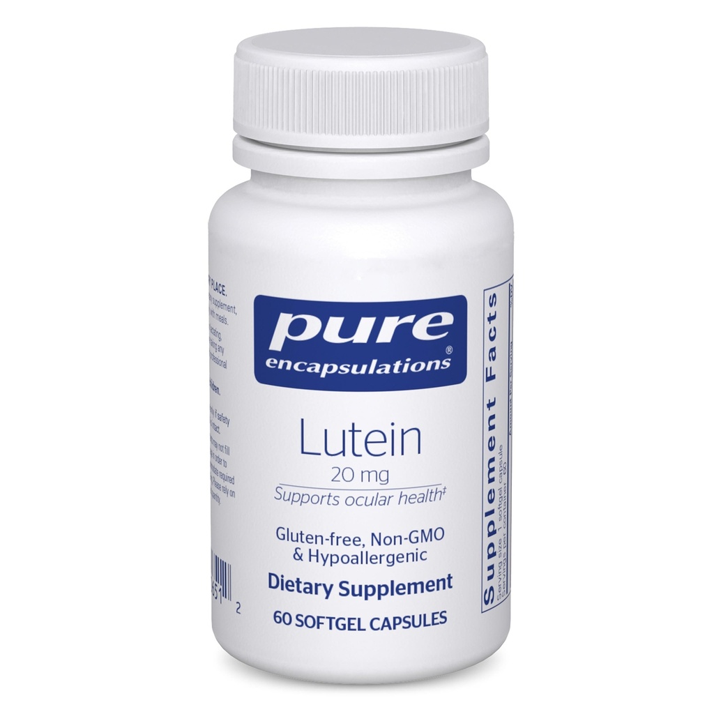 Ren indkapsling Lutein 20 mg 10 mg 12, Hypoallergen Antioxidant Support for Sund Visuel Funktion 12, 60 Softgel Kapsler