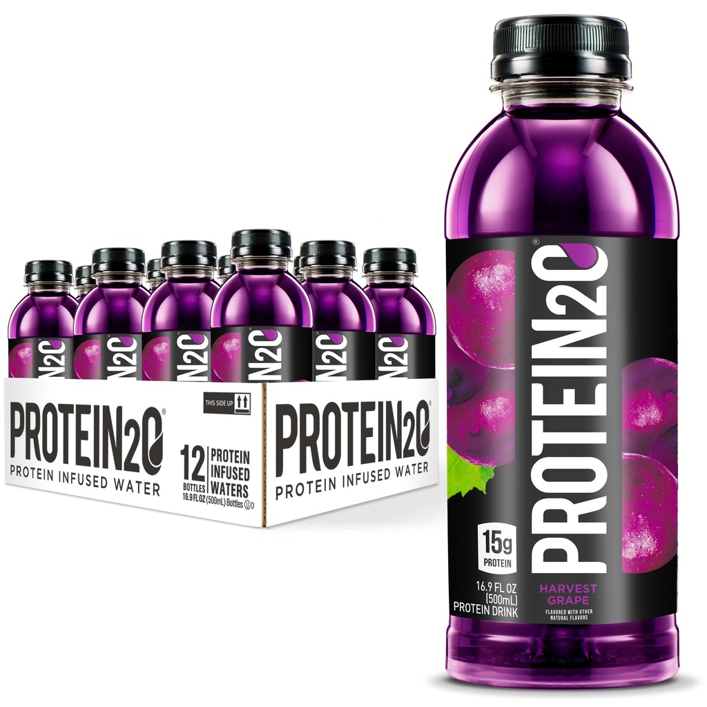 Protein2o 15g Whey Protein Isolate Infured Water, Klar til at drikke, Sugar Free, Gluten Free, Lactose Free, Høst Grape, 16,9 oz Flaske (Pack of 12)