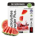 Elektrolyter Powder Plus (50 Servere), 0 Calorie Keto, 0 Sukker, Ingen Maltodextrin, 1000mg Kalium, 120mg Calcium, 120mg Magnesium, Hydrationspulver (50 Servere, Watermelon)