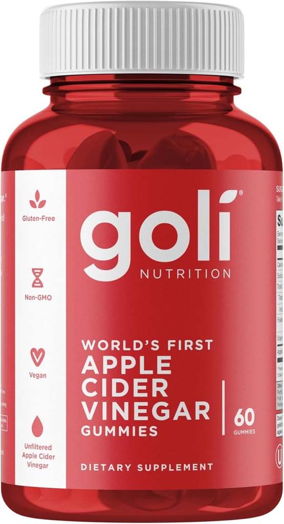 Goli Apple Cider Vinegas Gummy Vitamin - 60 Greve - Vitamin B12, Gelatin- Free, Gluten- Free, Vegan & Non- GMO