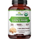 Zazzee USDA Organic Lion's Mane 20:1 Extract, 1000 mg Per Serving, 30% Beta Glucans, 120 Vegan Capsules, Nootropic for Brain Health, Focus, Memory & Immune Support, All-Natural, Non-GMO, Made in USA