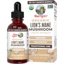 MaryRuth Organics Lions Mane Mushroom Supplement, Op til 1 måned Tilgang, Nootrop USDA Organic Lions Mane Extract Nervine Herbal Liquid Drops, Brain Health Non- GMO Vegan Alkohol Free Tincture, 1 Fl Oz