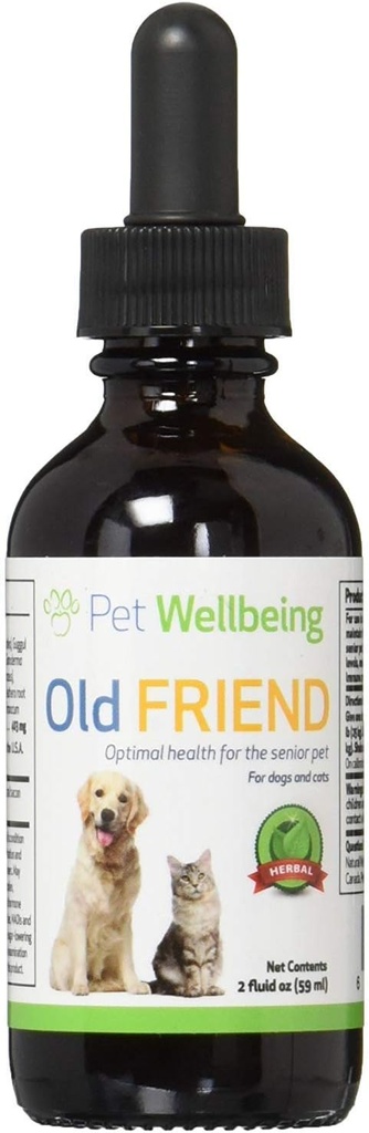 Pet Wellbeing Gammel ven for ældre hunde - understøtter immunsystemet sundhed, fælles mobilitet, sunde energiniveauer, Alfalfa, Reishi - Veterinarian- Formuleret Herbal Supplement 2 oz (59 ml)