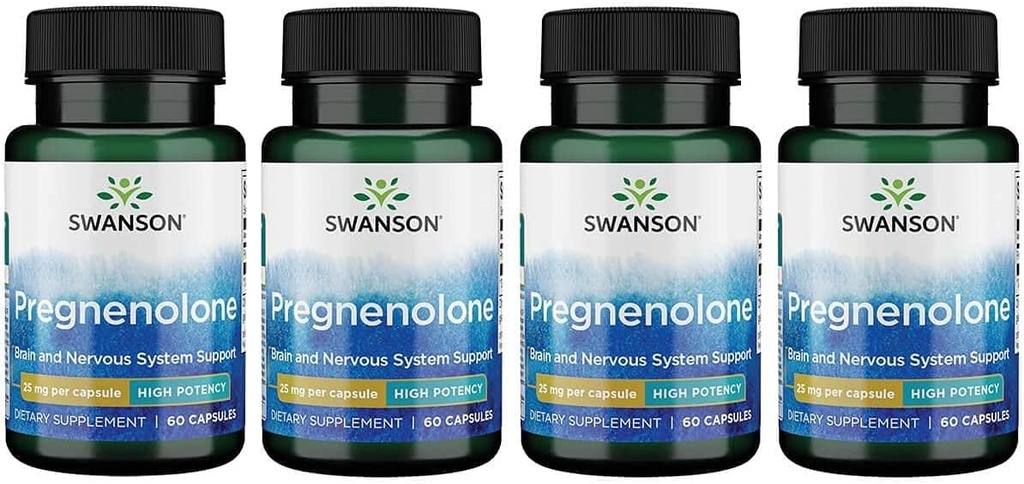 Swanson High Potency Pregnenolone 25 Milligrams 60 Capsules (4 Pack)