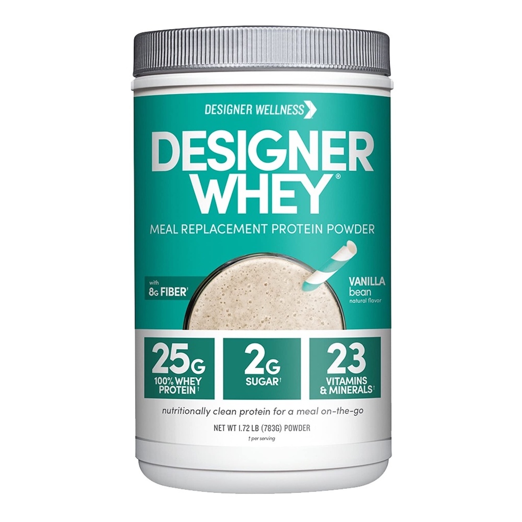 Designer Wellness, Designer Whey Protein Meal Erstatning Powder, Organic Superfood Complex Carbs, Vitaminer, Minerals, Gluten- Free, Vanilla Bean, 1,72 Pound