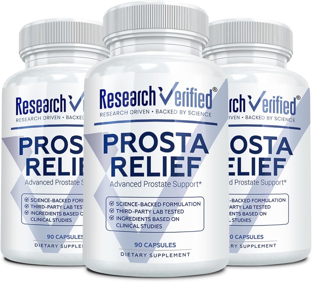 Forskning Verified Prosta Relief - Saw Palmetto og Bioperine - Prostate Health; Bstige & Urinary Health, Drive and Performance; Pure Natural, 90 kapsler (pakke med 3)