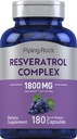 Piping Rock Resveratrol Complex 1800 mg 1 124; 180 Kapsler 1 124; Grape Seed Extract 1 124; Non- GMO, Gluten Free Supplement