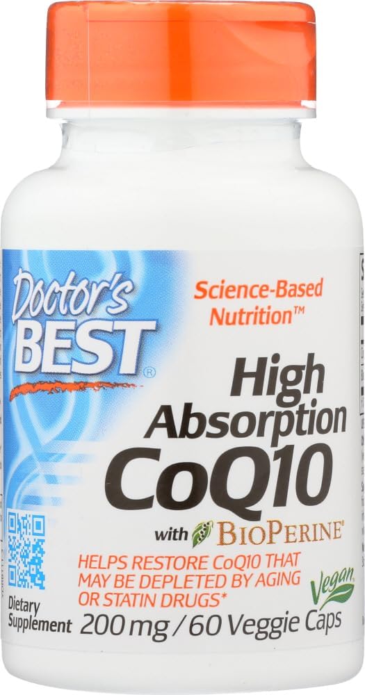 Doctor 's Best High Absorption CoQ10 Vegetabilske kapsler, 200 mg, 60 greve