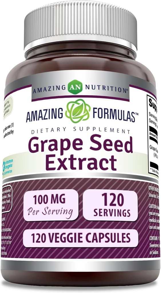 Amazing Formulas Grapeseed Extract Supplement | 100 Mg Per Serving | 120 Veggie Capsules | Non-GMO | Gluten-Free | Made in USA