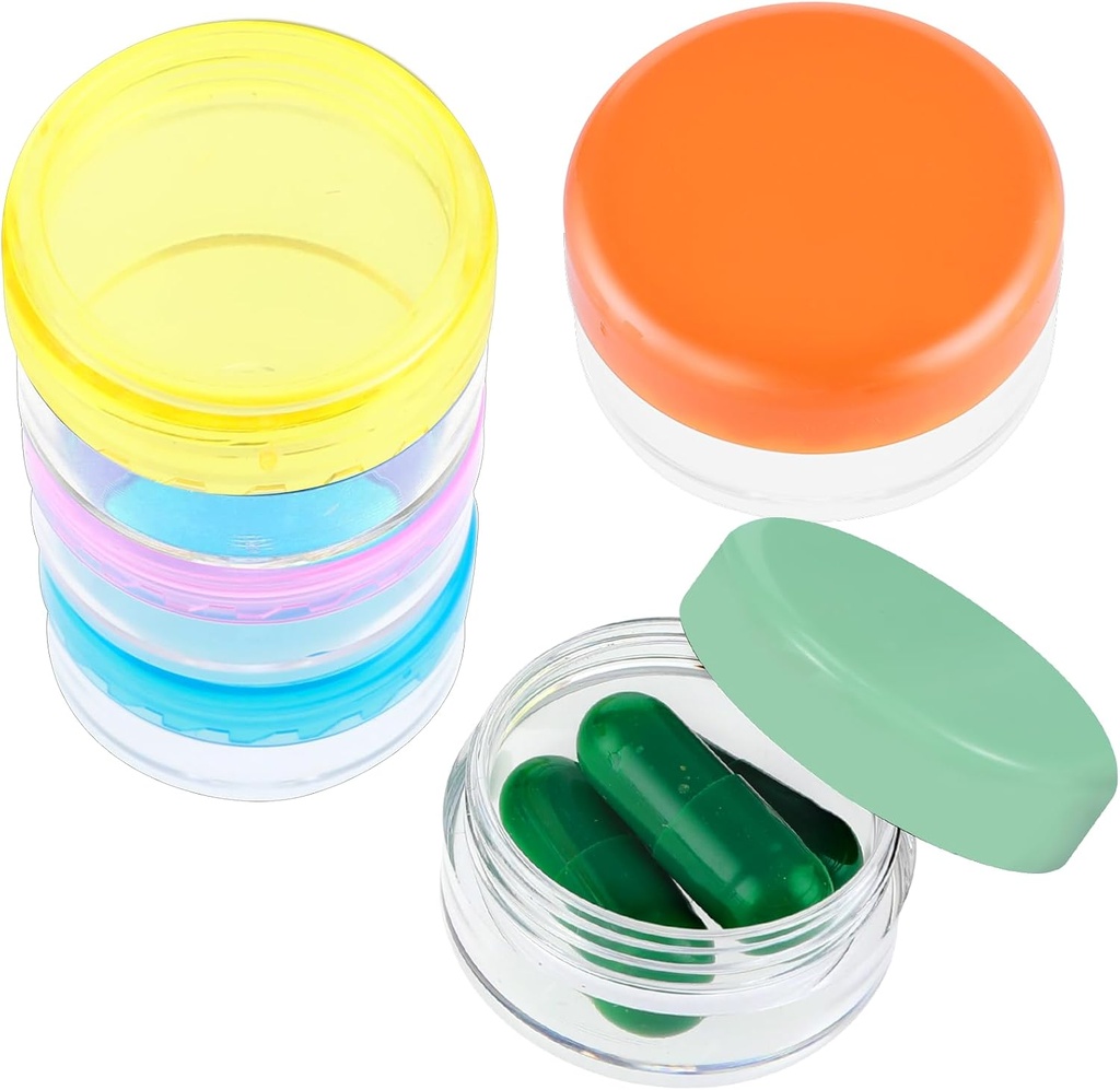 Lille Pill Organizer Box, 5 Pcs rejse pill sager Holder Portable Daily Mini Pill Container No BPA Medicines Storage Containers for Purse Pocket Briefcase (Blå / Orange / Rose Red / Gul / Grøn)