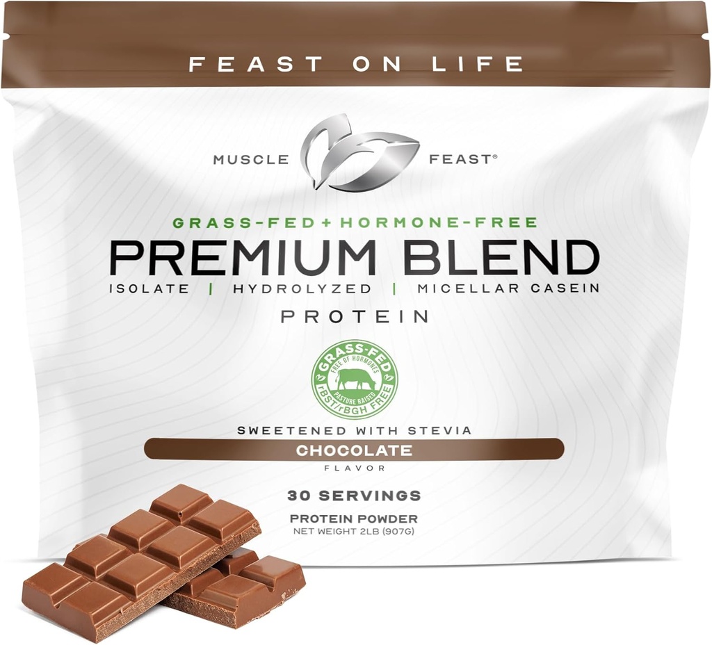 Muskel Feast Premium Blend All Natural Hormone Free Grass- Fed Whey Protein Powder, Chokolade, 2lb