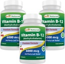 Best Naturals Vitamin B-12 as Methylcobalamin (Methyl B12), 6000 mcg 120 Sublingual Tablets (120 Count (Pack of 3))