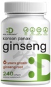 Koreansk rød Panax Ginseng Root Extract, 7,500mg Servering, 240 Softgels - 150mg aktive Ginsenosider