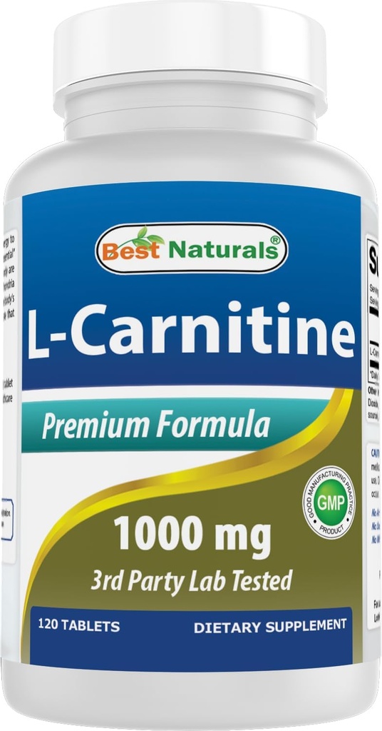 Bedste Naturals L- Carnitin Fumarate 1000mg per tablet - 120 Tæl - øger cellulær energi