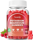Kalium Magnesium Gummier Kalium Kosttilskud Høj Absorption Kalium Citrate Magnesium Citrate, Support Leg Cramps Muskelafslapning for mænd og kvinder 60 Gummier, Hindbær