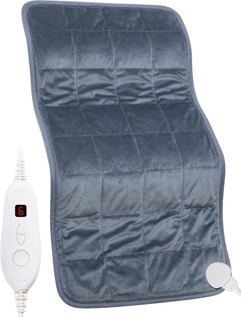 Vægtet varmelegeme, 17 "x 33" XXXL Ekstra-Stor elektrisk varmelegeme til Ryg Smerte Relief w / 6 Varmeindstillinger 2H Auto Shut- Off, w / 4.9lbs BPA- Free Perler for Cramps Neck Shoulder Arms Legs Machine Afvaskelig