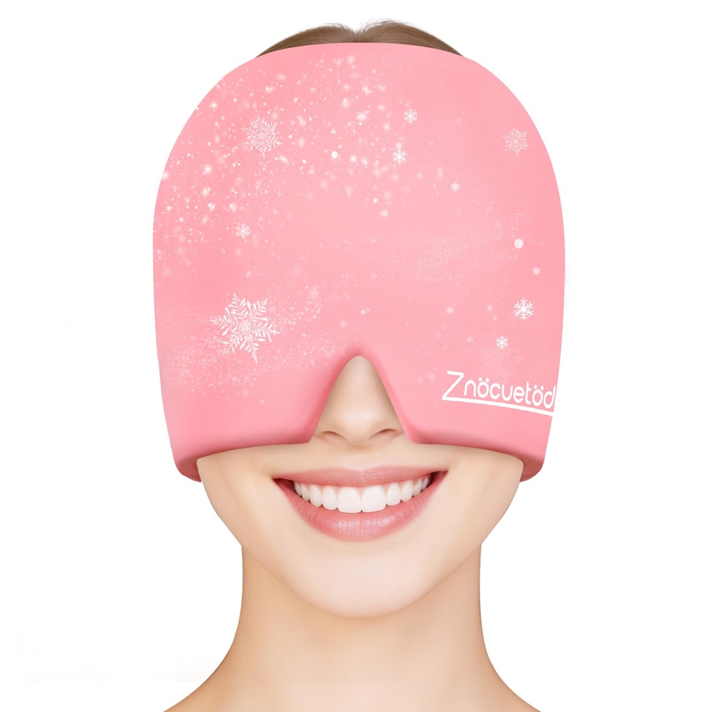 ZNÖCUETÖD Migræne Hovedpine Relief Cap Hat Full Head Pack Wrap Cooling Gel Ice Beanie Cold Cap Hot / Cold Compress Therapy for Sinus, Stress, Spænding, Head Pain Relief, Kvinder