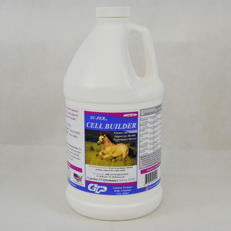 SU- PER Cell Builder Horse Supplement - High Iron Vitamin Mineral Equine Blood Builder Flydende til Performance Heste - 1 / 2 Gallon
