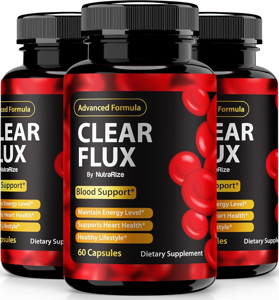 (3 Pack) Clear Flux piller, officielle ClearFlux kapsler, All- Natural Support, Premium support til at opretholde stabile niveauer og sund cirkulation, Natural Clear Flux Health anmeldelse (180 Kapsler)