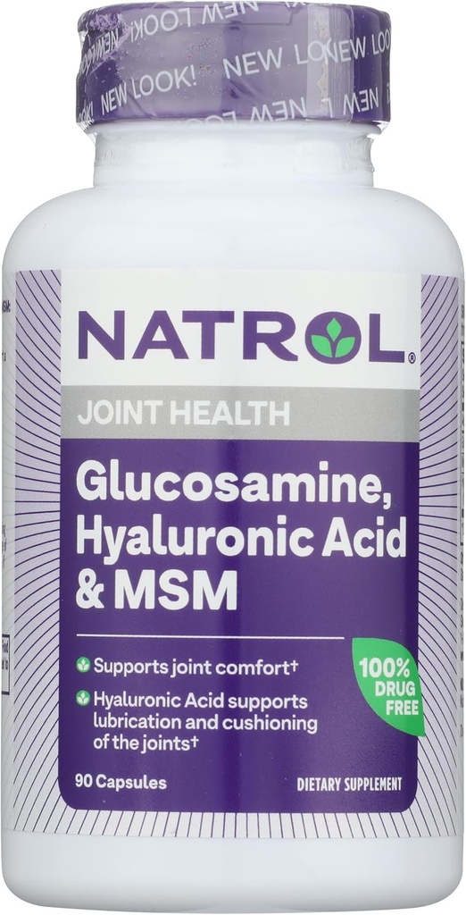 Natrol Glucosamin, Hyaluronsyre og MSM, 90 kapsler