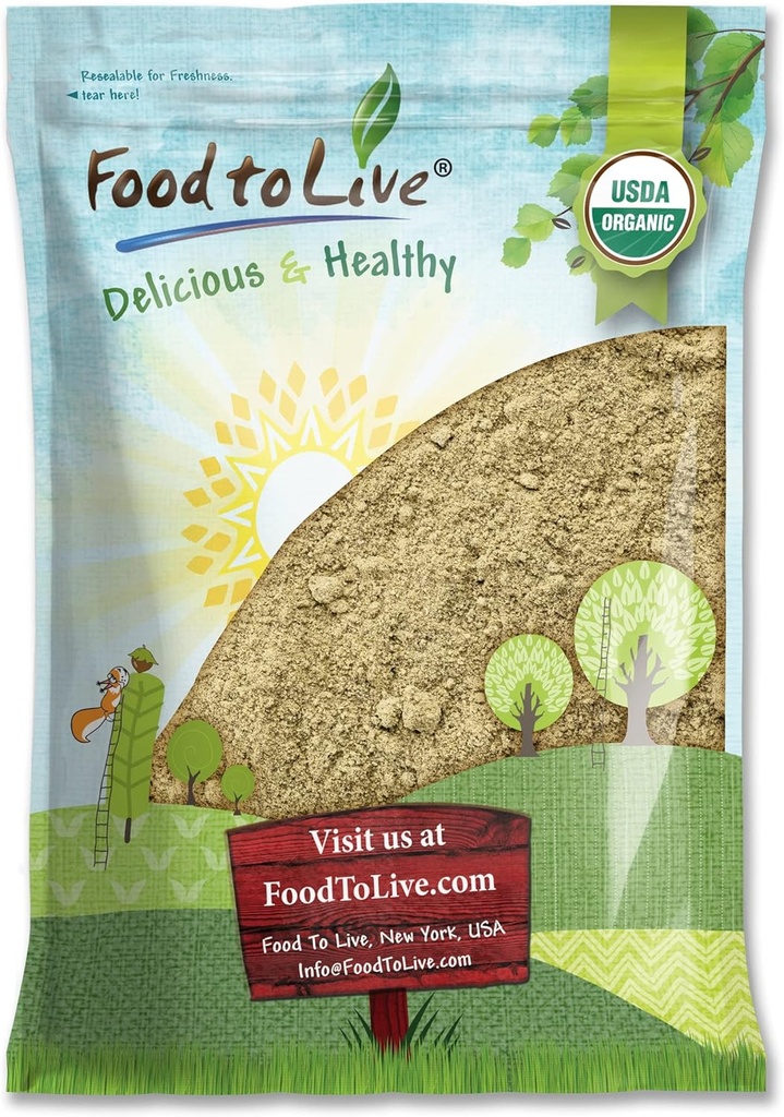 Food to Live Organic Hamp Protein Powder, 8 Pounds - 50% Protein, Non- GMO, Kosher, Non- bestrålet, Pure, Vegan Superfood, Rich in Iron and Fiber