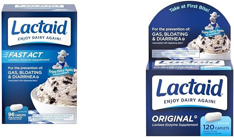 Lactaid Fast Act Lactose Intolerance Relief Caplets med Lactase Enzyme & Original Strength Lactose Intolerance Relief Caplets med Natural Lactase Enzyme